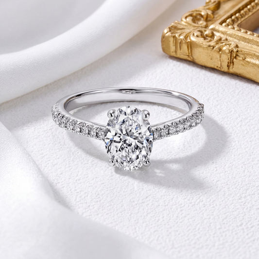 2.00 Karat Oval Kolları Taşlı Tektaş Laboratuvar Pırlanta Yüzük