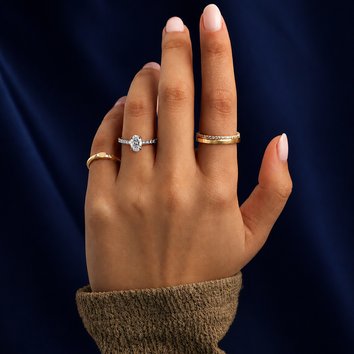 0.60 Karat Oval Kolları Taşlı Tektaş Laboratuvar Pırlanta Yüzük
