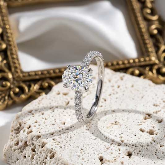1.00 Karat Oval Kolları Taşlı Tektaş Laboratuvar Pırlanta Yüzük